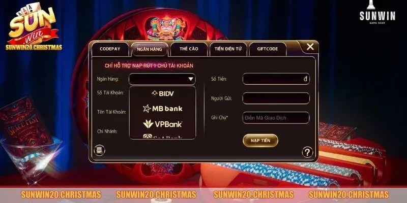 Lên vốn bằng banking trực tuyến
